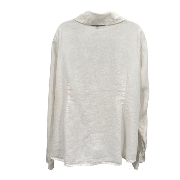 FLAX by Jeanne Engelhart Size 1G 1X White Button Down Shirt Lagenlook Top Linen - Picture 8 of 16